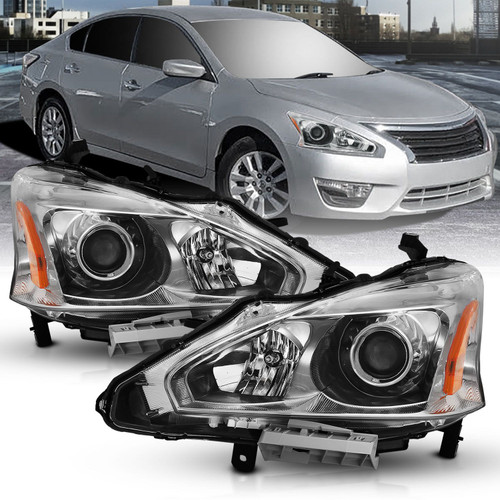 ANZO Projector Headlight Chrome Amber for 2013-2015 Nissan Altima