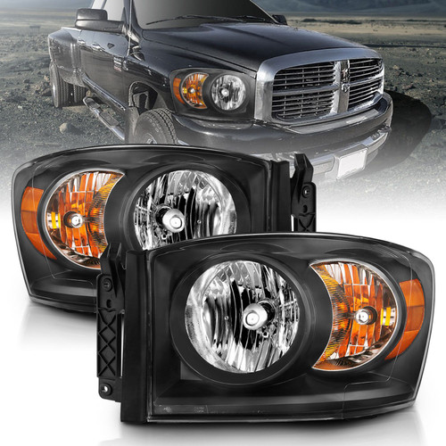 ANZO Crystal Headlight  Black Amber for 2006-2009 Dodge Ram 1500
