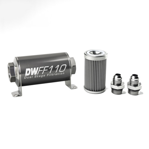 DeatschWerks Stainless Steel 8AN 100 Micron Fuel Filter Housing Kit (110mm)