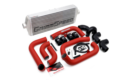 GrimmSpeed Front Mount Intercooler Kit Raw Core / Red Pipe for 08-14 Subaru STI