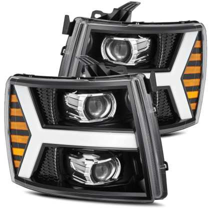 AlphaRex LUXX LED Headlights Jet Black w/Seq Signal/DRL for 07-13 Silverado 1500