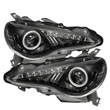 Spyder Projector Headlights DRL LED Black for 12-14 Scion FRS