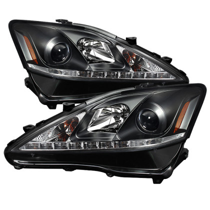 Spyder Projector Headlights DRL Black for 2006-2010 Lexus IS 250/350