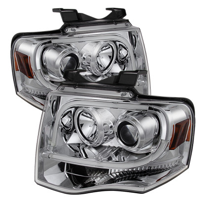 Spyder Projector Headlights Light Tube DRL Chrome for 07-13 Ford Expedition