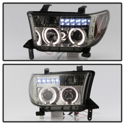 Spyder Projector Headlights LED Halo LED Smoke for 07-13 Toyota Tundra