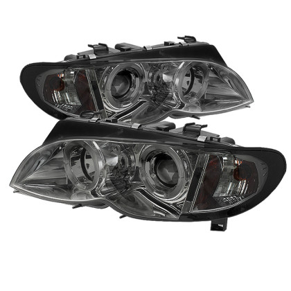 Spyder Projector Headlights 1PC LED Halo Smoke for 02-05 BMW E46 3-Series 4DR