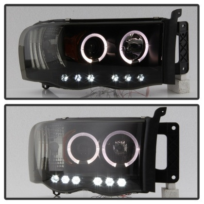 Spyder Projector Headlights LED Halo Black Smoke for 02-05 Dodge Ram 1500