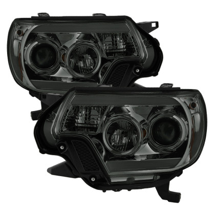 Spyder Projector Headlights Light Bar DRL Smoke for 12-16 Toyota Tacoma