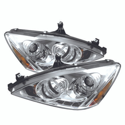 Spyder Projector Headlights LED Halo Amber Reflctr Chrome for 03-07 Honda Accord
