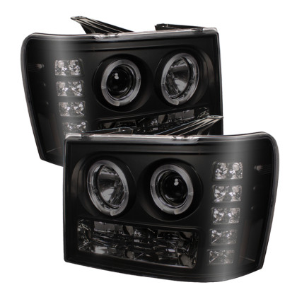 Spyder Projector Headlights LED Halo Black Smoke for 07-13 Sierra 1500/2500