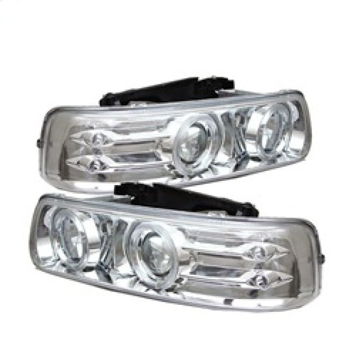 Spyder Projector Headlights LED Halo LED Chrome for 99-02 Silverado 1500/2500