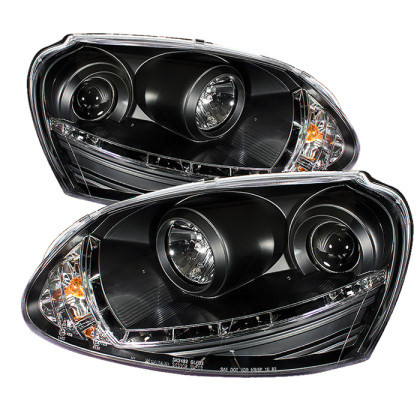 Spyder DRL Black Headlights for 06-09 Volkswagen GTI  / Jetta w/ Halogen