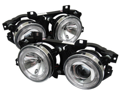 Spyder Projector Headlights LED Halo Chrome for 89-94 BMW E34 5-Series