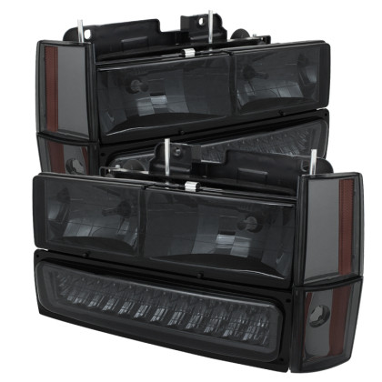 Spyder Xtune Crystal Headlights w/ Corner & LED Bumper Smoke for 92-93 GMC Yukon