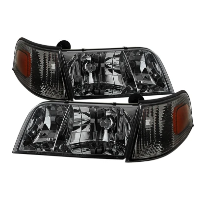 Spyder Xtune Crystal Headlights w/ Corner Lights Smoked for 98-11 Crown Victoria