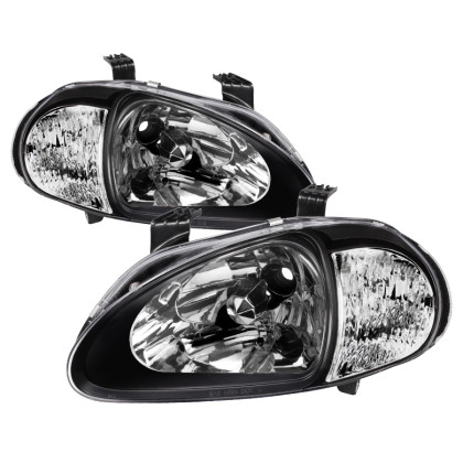 Spyder Xtune 1Pc Crystal Headlights Black for 93-97 Honda Del Sol