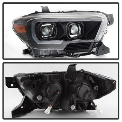 xTune DRL Proj Headlights w/Turn Signal - Black for 16-18 Tacoma SR/SR5