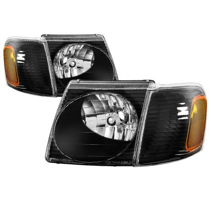 Spyder xTune 4pc Headlights w/Corner - Black for 01-03 Ford Explorer Sport