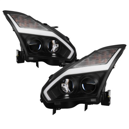 Spyder Projector Headlights - DRL LED - Black for 09-14 Nissan GTR R35