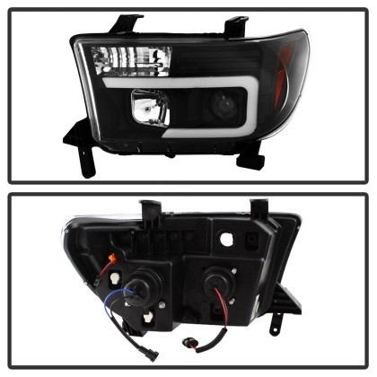 Spyder Projector Headlights - Light Bar DRL - Black for 08-13 Toyota Sequoia