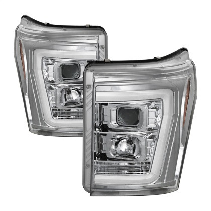 Spyder V2 Projector Headlights Light Bar DRL Chrome for 11-16 Ford F-250/F-350