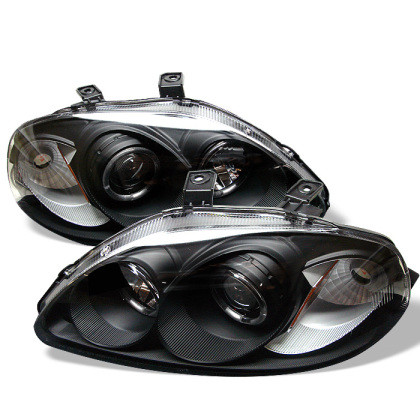 Spyder Projector Headlights LED Halo Amber Reflctr Black for 96-98 Honda Civic