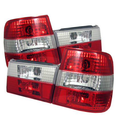 Spyder Euro Style Tail Lights Red Clear for 88-95 BMW E34 5-Series