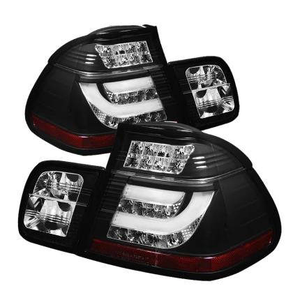 Spyder Light Bar Style LED Tail Lights Black for 02-05 BMW E46 3-Series 4Dr