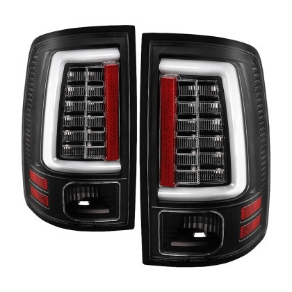 Spyder Light Bar LED Tail Lights - All Black for 2013-2014 Dodge Ram