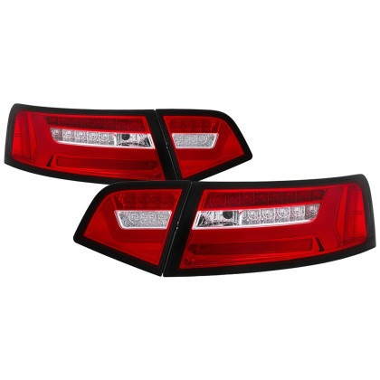 Spyder LED Tail Lights - Red Clear for 09-12 Audi A6