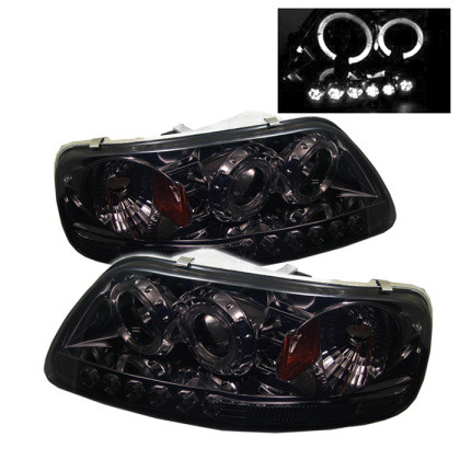 Spyder Projector Headlights LED Halo Amber Reflctr LED Smoke for 97-03 Ford F150