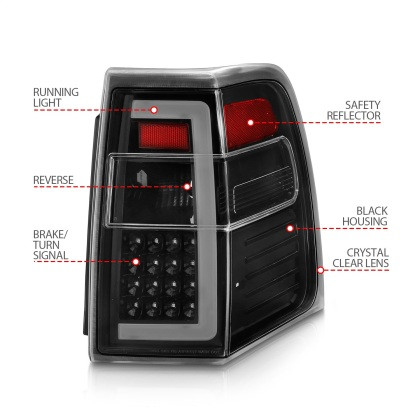 ANZO LED Taillights w/ Light Bar Black Housing Clear Lens for 07-17 Expedition