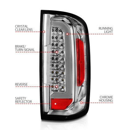ANZO LED Taillights w/ Light Bar Chrome Clear Lens for 15-21 Chevy Colorado