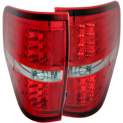 ANZO LED Taillights Red/Clear for 2009-2014 Ford F-150