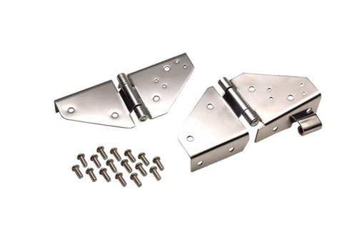 Kentrol Windshield Hinge Pair - Polished Silver for 76-95 Jeep CJ/Wrangler YJ