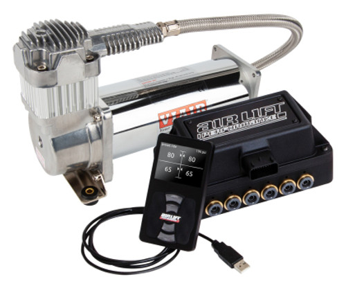 Air Lift Performance 3H - 3/8 Air Line 4Gal 7-Port Polished Tank VIAIR 444C Comp