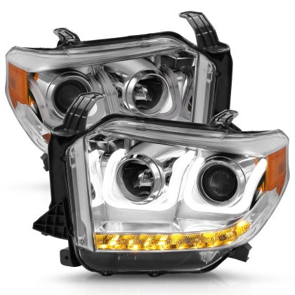 ANZO Projector Headlights w/ U-Bar Chrome for 14-16 Toyota Tundra