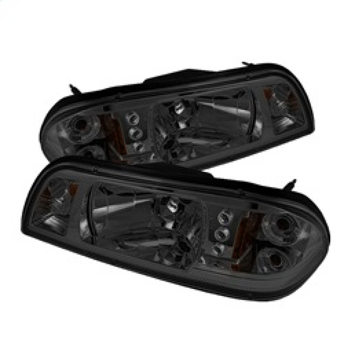 Spyder 1PC LED (Replaceable LEDs)Crystal Headlights Black for 87-93 Mustang