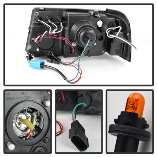 Spyder 1PC Projector Headlights LED Halo Black Smoke for 01-11 Ford Ranger