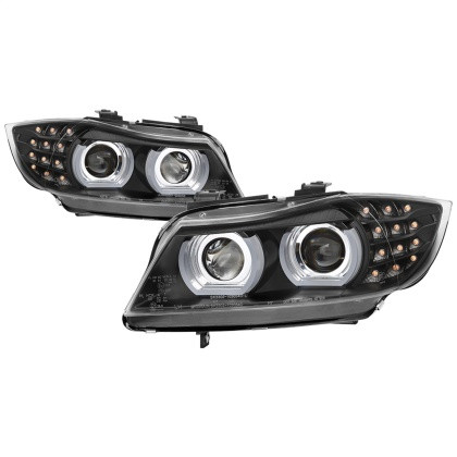 Spyder Projector Headlights Halogen - LED - Black for 09-12 BMW E90 3-Series 4DR