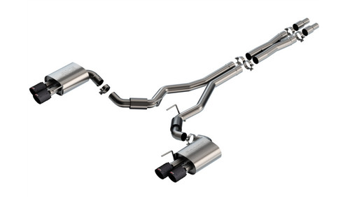 Borla 3" S-Type Catback Non-Active Exhaust CF Quad Tip for 2024 Mustang GT 5.0L