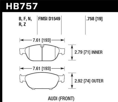 Hawk  PC Front Brake Pads for Audi 2013 A5 Quattro / 12-16 A6 /A7/A8 Quattro