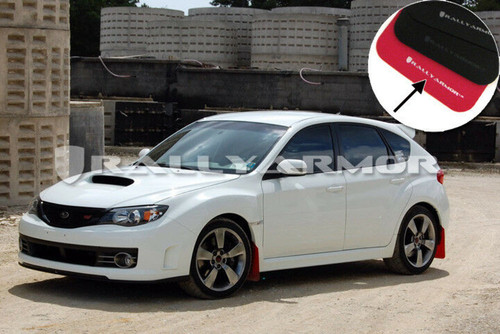 Rally Armor UR Red Mud Flaps w/ White Logo for 08+ STi Hatch - MF15-UR-RD/WH