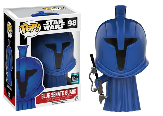 The Force is strong with this new wave of Pop! Vinyls!

The Senate Guard was an elite security force that was responsible for defending the Senators and Supreme Chancellors of the Galactic Republic. This Senate Guard Pop! Vinyl Bobble Head measures 3 3/4-inches tall and comes with a decorative Star Wars stand.

Pop! Vinyl Figures are approx 9.5cm (3.75") tall.
Window box packaging
Pop Star Wars Series #98