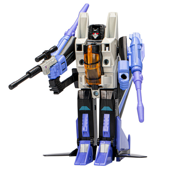 Re-experience the nostalgia of your favorite G1 action figures with the Transformers Retro Skywarp toy! Skywarp may be the sneakiest of the Decepticons, but stealth wasn’t enough to save him from the clutches of Unicron. Transformers Retro G1 action figures are designed like the original releases, updated with deco based on the 1986 animated film, The Transformers: The Movie. Figures feature vintage styling, accessories, and exclusive package art and tech specs inspired by the 1986 movie. Clip out and save the on-box tech specs to share, then see how this figure stacks up against other heroic Autobots and evil Decepticons (each sold separately).