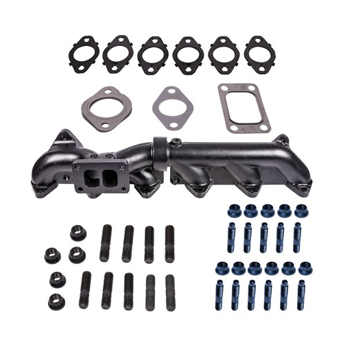 Pulse Flow Exhaust Manifold Kit Fits 2007.5-2018 6.7L Cummins 2-Pc Holset With Multi Layer Gaskets Premium Hardware