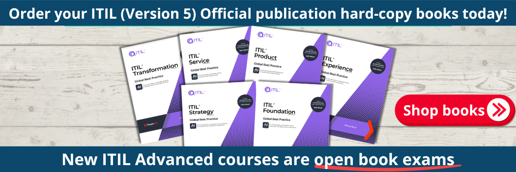ITSM Academy is an authorized reseller of official ITIL (Version 5) publications, including Product, Service, Experience, Strategy, Transformation, and the Managing Professional Transition (MPT) Bundle.