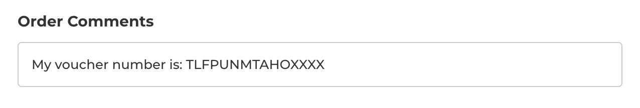Order Comments - Voucher Number