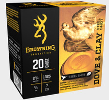 Browning 20 Gauge Ammunition Steel Dove & Clay B193832027 2-3/4" #7 Steel Shot 3/4oz 1325fps 25 Rounds
