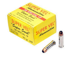 Super Vel 38 Special +P Ammunition Super Snub SVEL38SPLPSSJHP20 90 Grain Jacketed Hollow Point 20 Rounds